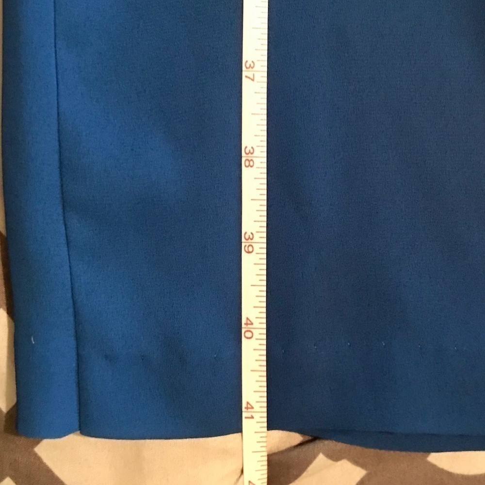 Vintage Rich Lady Royal Blue Pleated Sheer Long Sleeve Dress XL Neck Detail - Picture 7 of 7